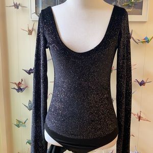 Size S sparkly black velvet bodysuit